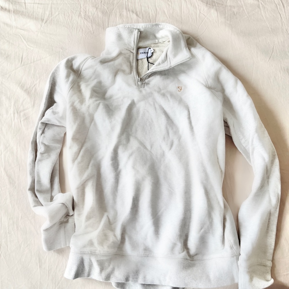 Farah Preppy Half Zip Elevated Heather Grey Knit Pullover - Like new!